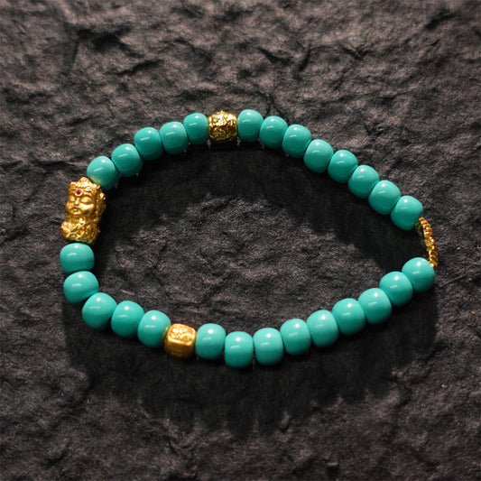 Healing Prosperity Turquoise Tara Gold Bracelet