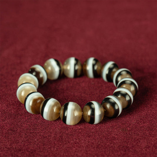 108 Dzi Beads Bracelet - Black and White Tricolor