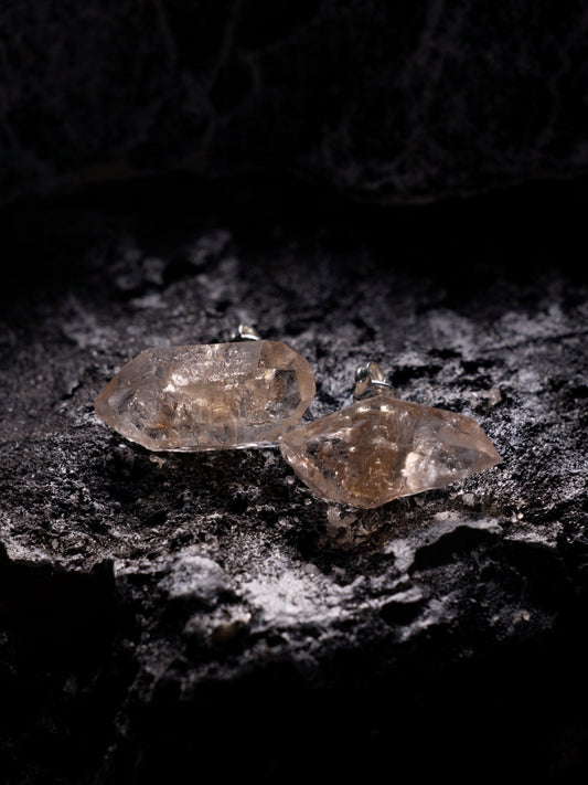 Raw Crystal & Silver Drop Earrings