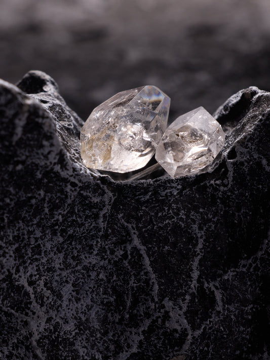 Raw Crystal Silver Drop Earrings