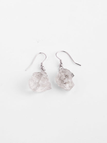 Raw White Crystal Drop Earrings in Sterling Silver