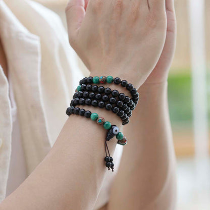 Protection Energy Obsidian and Turquoise Mala 108 Mala Beads