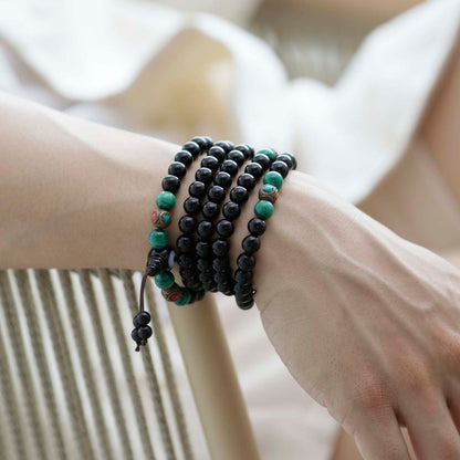 Protection Energy Obsidian and Turquoise Mala 108 Mala Beads