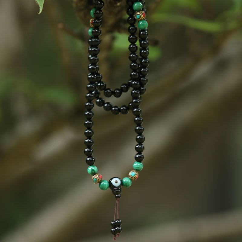 Protection Energy Obsidian and Turquoise Mala 108 Mala Beads