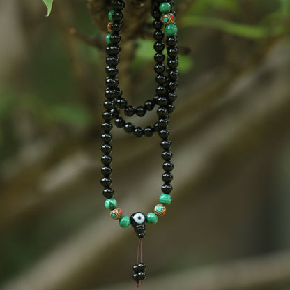 Protection Energy Obsidian and Turquoise Mala 108 Mala Beads