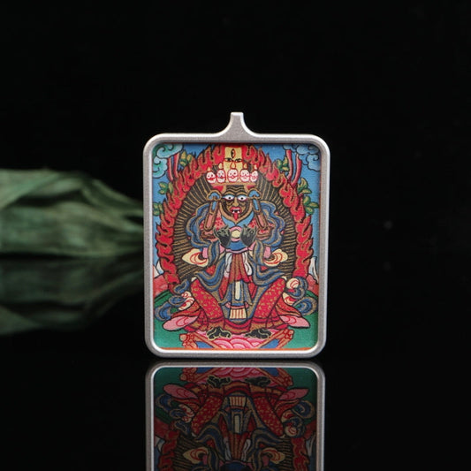 Hand-Painted Thangka Pendant of Zakirum with Titanium Steel Case