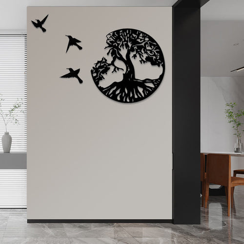 Buddha Stones Tree of Life Birds Creation Wall Art