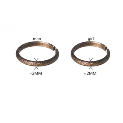 Buddha Stones Tibetan Vintage Texture Design Copper Luck Couple Ring