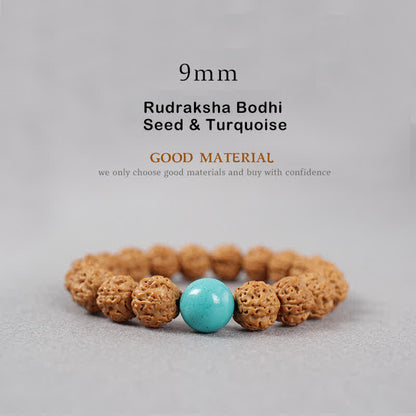 Buddha Stones Tibet Rudraksha Bodhi Seed Dzi Bead Amber Turquoise Wealth Bracelet