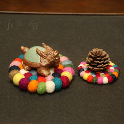 Buddha Stones Tibetan Singing Bowl Handcraft Felted Wool Cushion Decoration