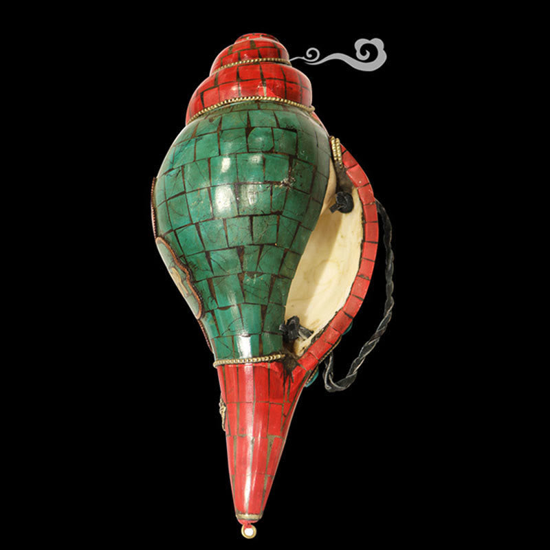 Buddha Stones Tibetan Handmade Shankha Om Mani Padme Hum Buddha Conch Shell Lucky Decoration