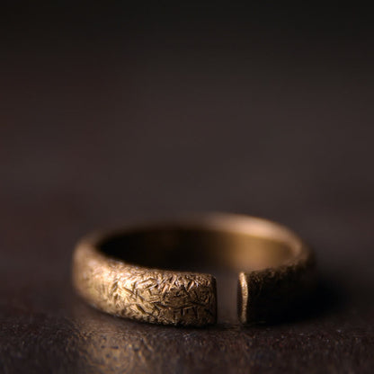 Buddha Stones Tibetan Vintage Texture Design Copper Luck Couple Ring