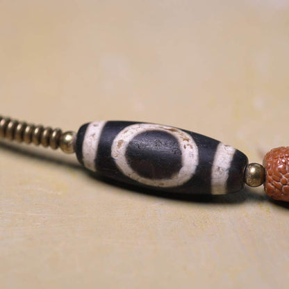 Buddha Stones 108 Mala Rudraksha Beads Bodhi Seed Dzi Bead Luck Auspiciousness Tassel Bracelet