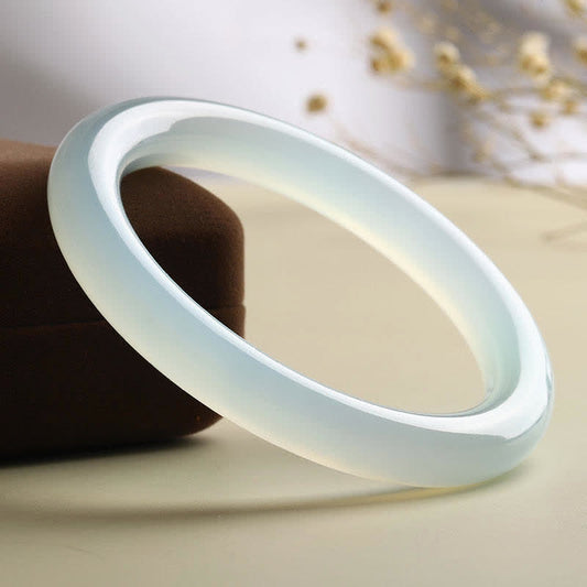 Buddha Stones Natural Aquamarine Blessing Serenity Bangle Bracelet