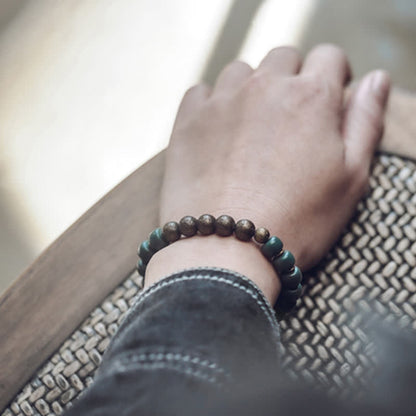 Buddha Stones Tibetan Cyan Bodhi Seed Copper Success Bracelet