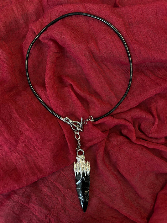 Obsidian Power Spiritual Pendulum Pendant - Protective Energy, Handcrafted Black Obsidian Necklace