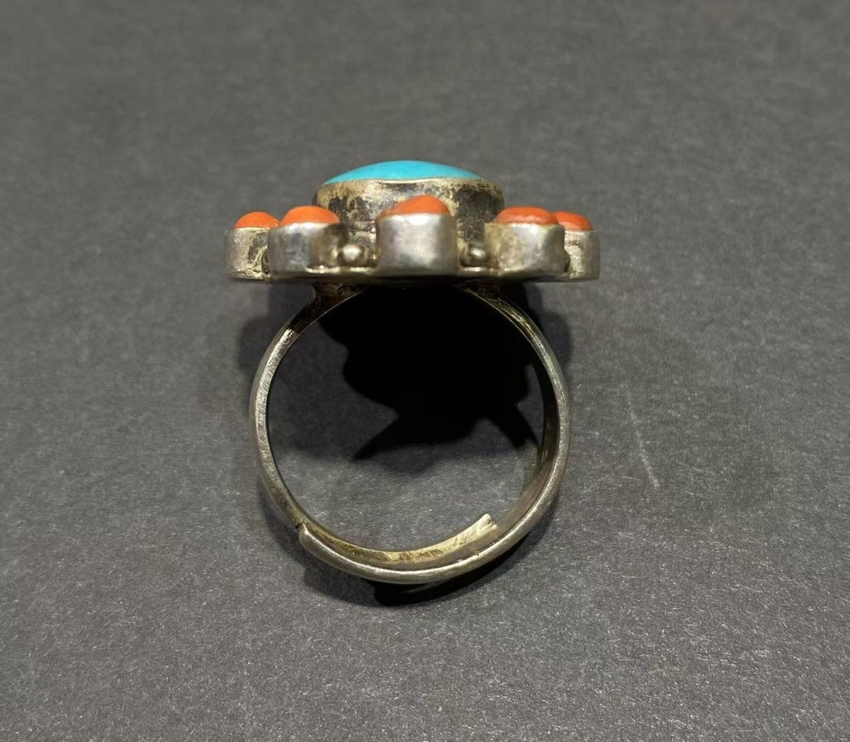 Circle of Harmony Ring | Pure Silver Ring with Turquoise and Red Coral for Balance and Protection