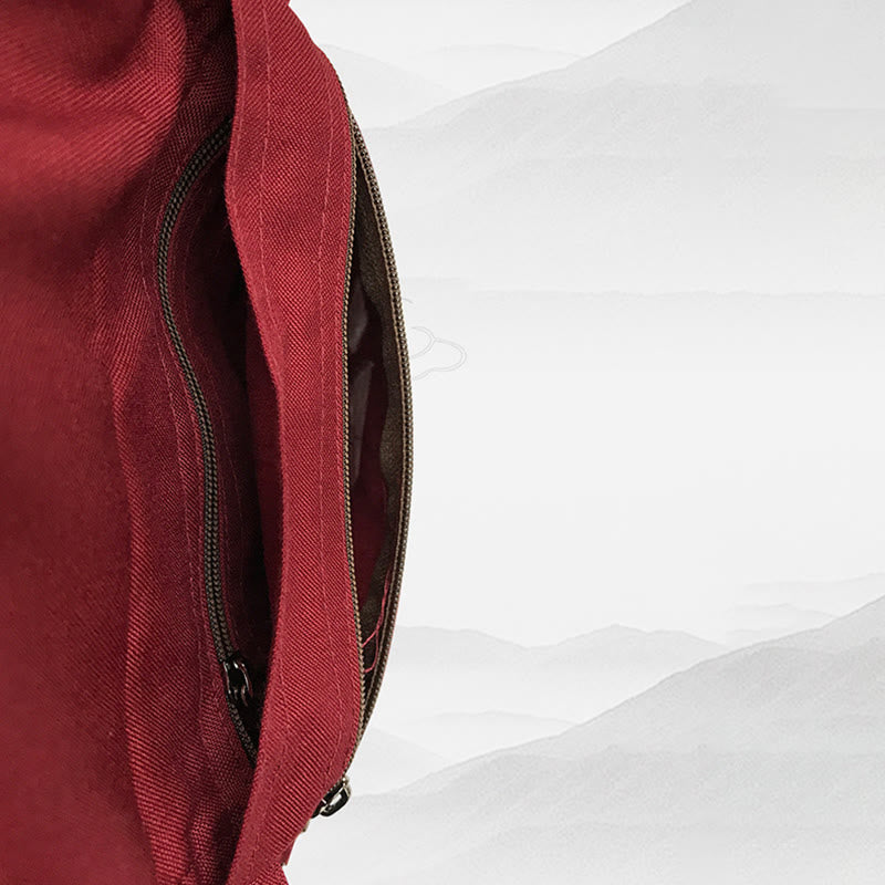 Buddha Stones Handmade OM Mantra Embroidered Spiritual Mind Practice Cotton Crossbody Bag Shoulder Bag Cellphone Bag