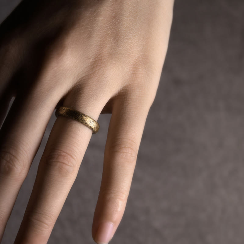 Buddha Stones Tibetan Vintage Texture Design Copper Luck Couple Ring