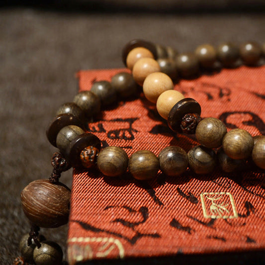 Buddha Stones Tibetan Sandalwood Protection Charm Mala Bracelet