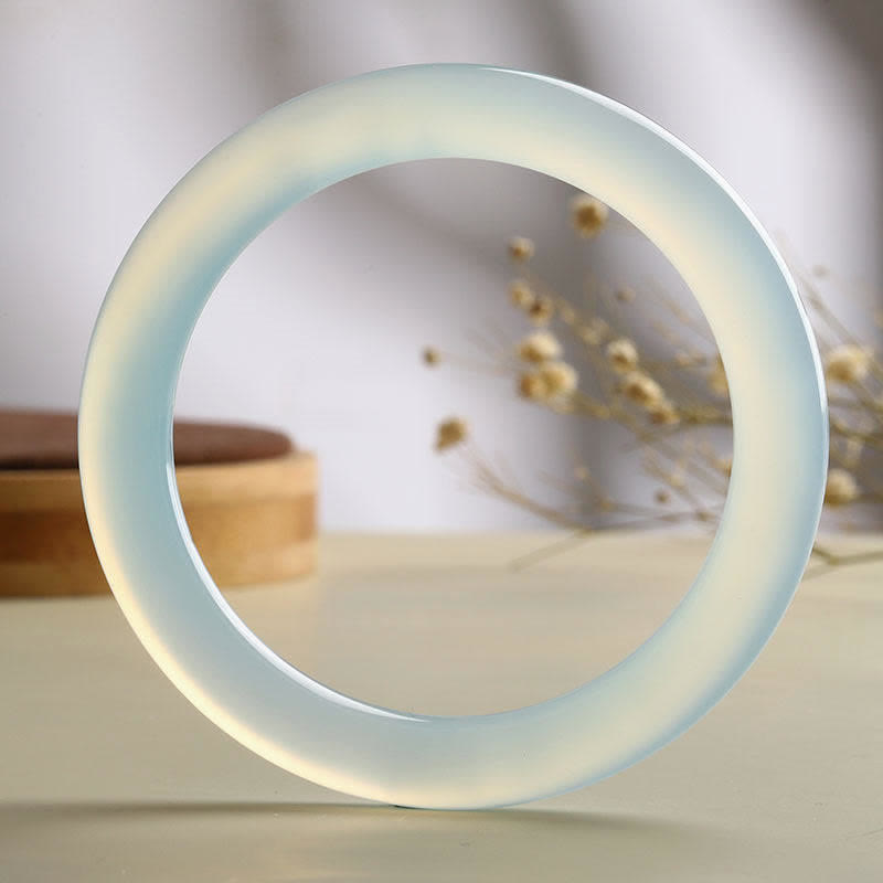 Buddha Stones Natural Aquamarine Blessing Serenity Bangle Bracelet