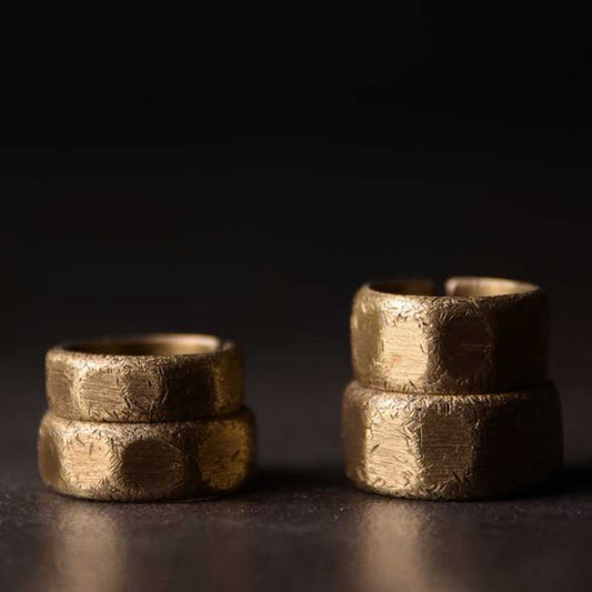 Buddha Stones Tibetan Simple Design Copper Brass Frosted Wealth Ring