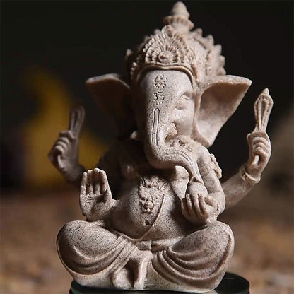 Buddha Stones Ganesh Ganpati Elephant Statue Wealth Blessing Home Decoration