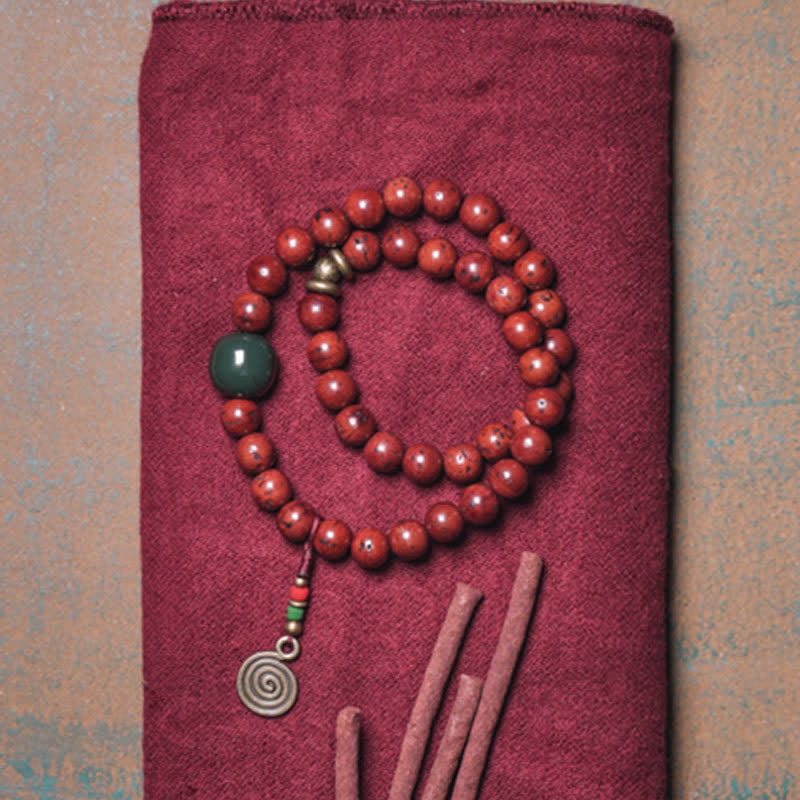 Buddha Stones Bodhi Seed Cyan Jade Copper Peace Luck Bracelet