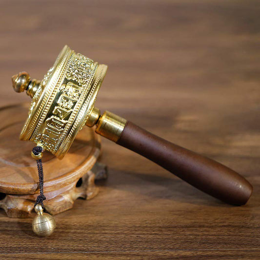 Buddha Stones Tibetan Prayer Wheel Six True Words Sandalwood Healing Decoration