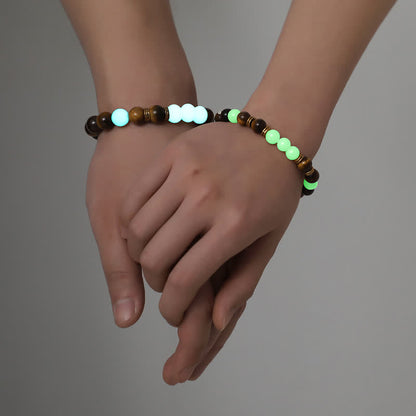 2Pcs Tiger Eye Glowstone Luminous Bead Protection Couple Bracelet