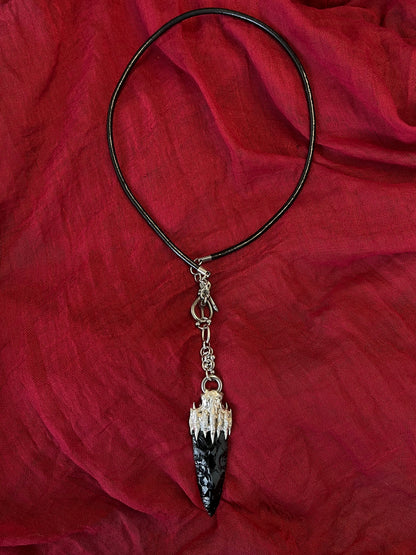 Obsidian Power Spiritual Pendulum Pendant - Protective Energy, Handcrafted Black Obsidian Necklace