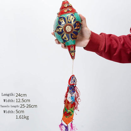 Buddha Stones Tibetan Handmade Shankha Om Mani Padme Hum Buddha Avalokitesvara Turquoise Conch Shell Positive Decoration