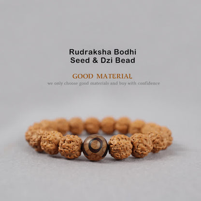 Buddha Stones Tibet Rudraksha Bodhi Seed Dzi Bead Amber Turquoise Wealth Bracelet