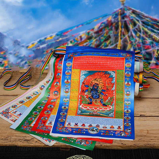 Buddha Stones Tibetan 10 Colors Windhorse Buddha Healing Auspicious Outdoor Prayer Flag