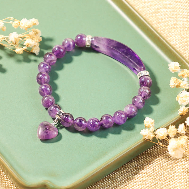 Buddha Stones "All the best for Calm and Wisdom" Amethyst Love Bracelet Includes Gift Message Card