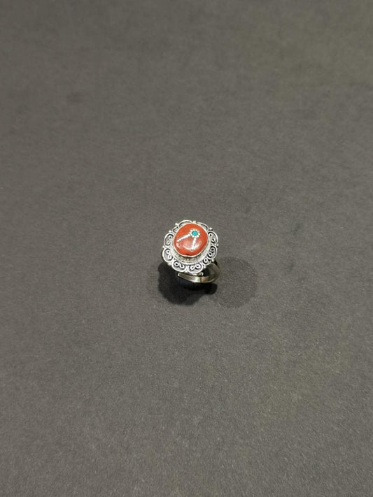 Sacred Coral & Turquoise Ring | Pure Silver Adjustable Design for Spiritual Strength and Harmony